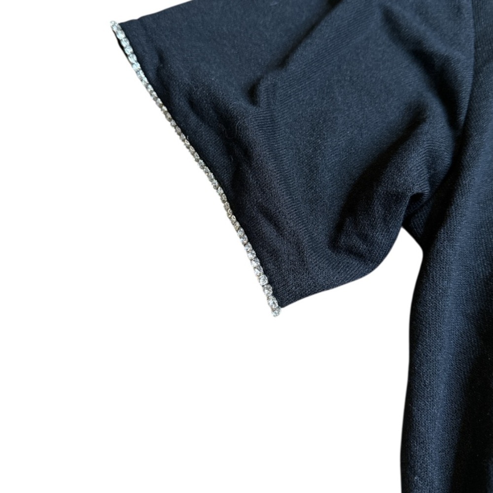 Carbon 38 faux diamond sleeve black top large new - Picture 3 of 7